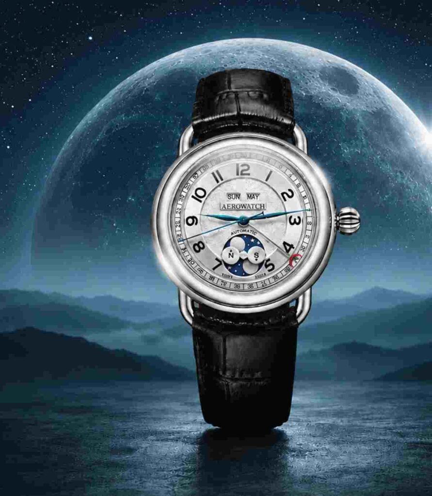 Luxury Swiss timepieces from Milus and Aerowatch on display at a Shoppers Stop premium retail store