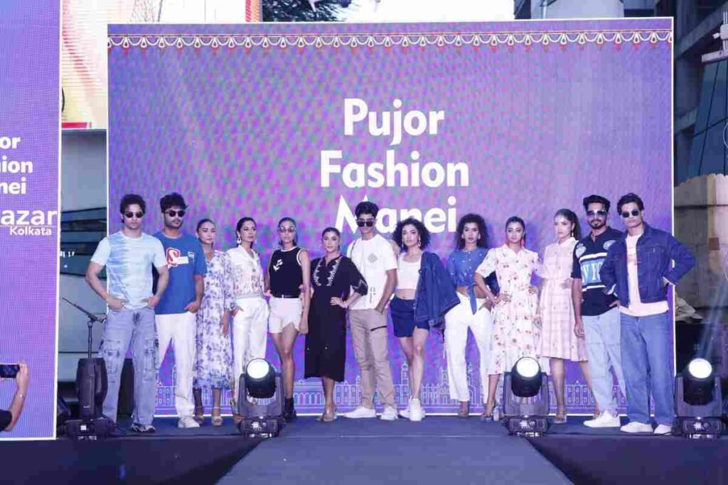 Eastern India's first 20 ft by 10 ft aerial LED screen glowing above the Baazar Kolkata fashion show crowd at Salt Lake Sector V